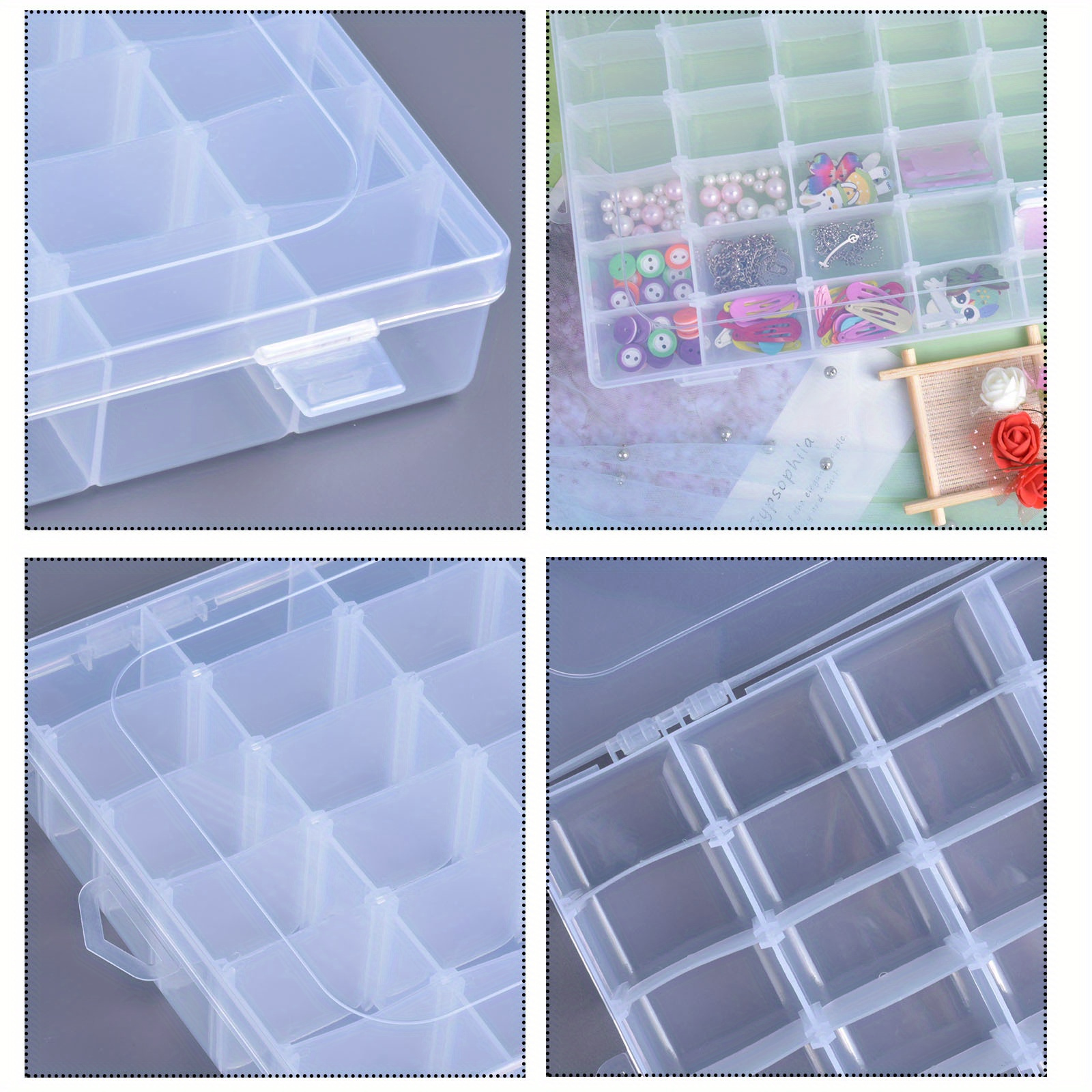 Storage Box Clear Plastic Box Removable Dividers Diy Craft - Temu Canada