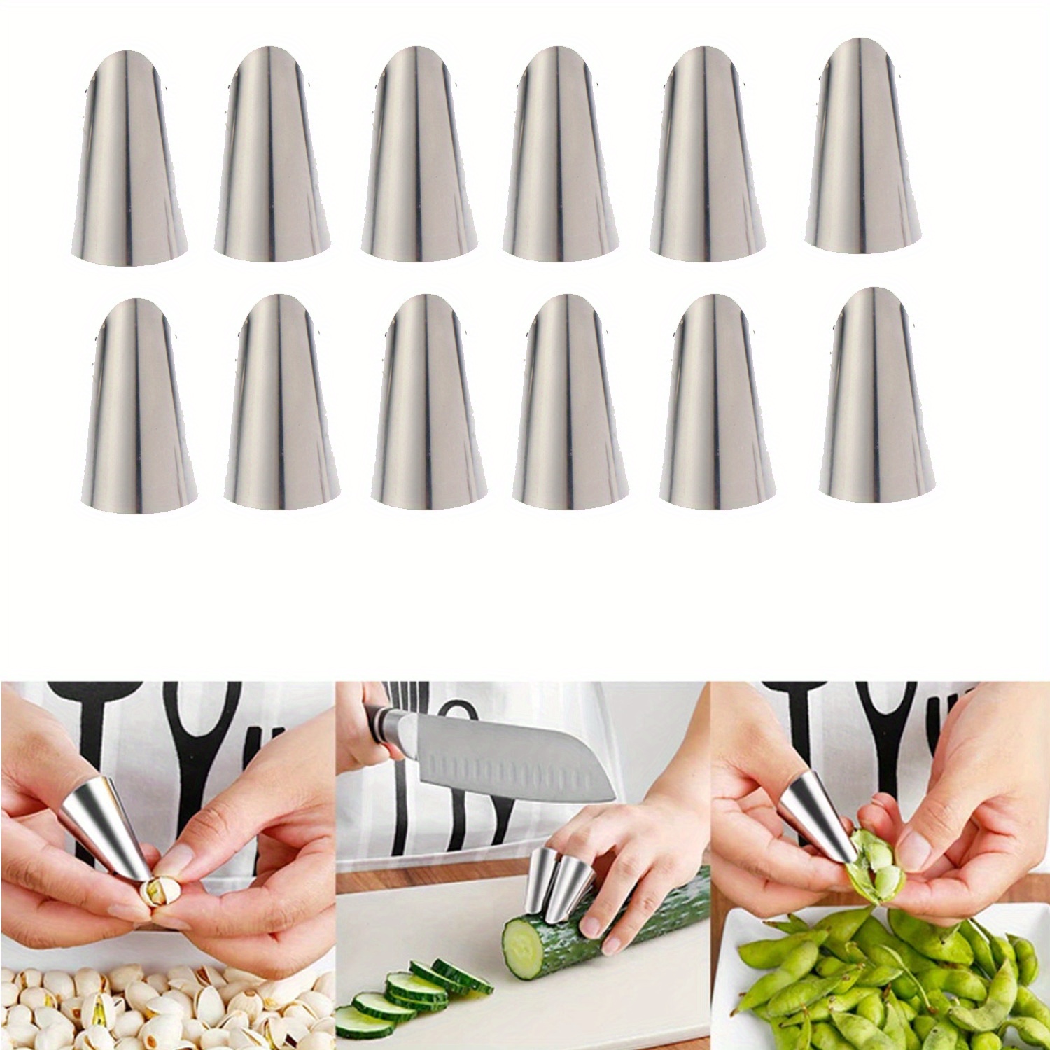 6Pcs 2 Kinds Stainless Steel Finger Guard for Cutting Vegetables Fruit,  Finger Protector for Safe, Cutting Protector Avoid Hurting When Slicing