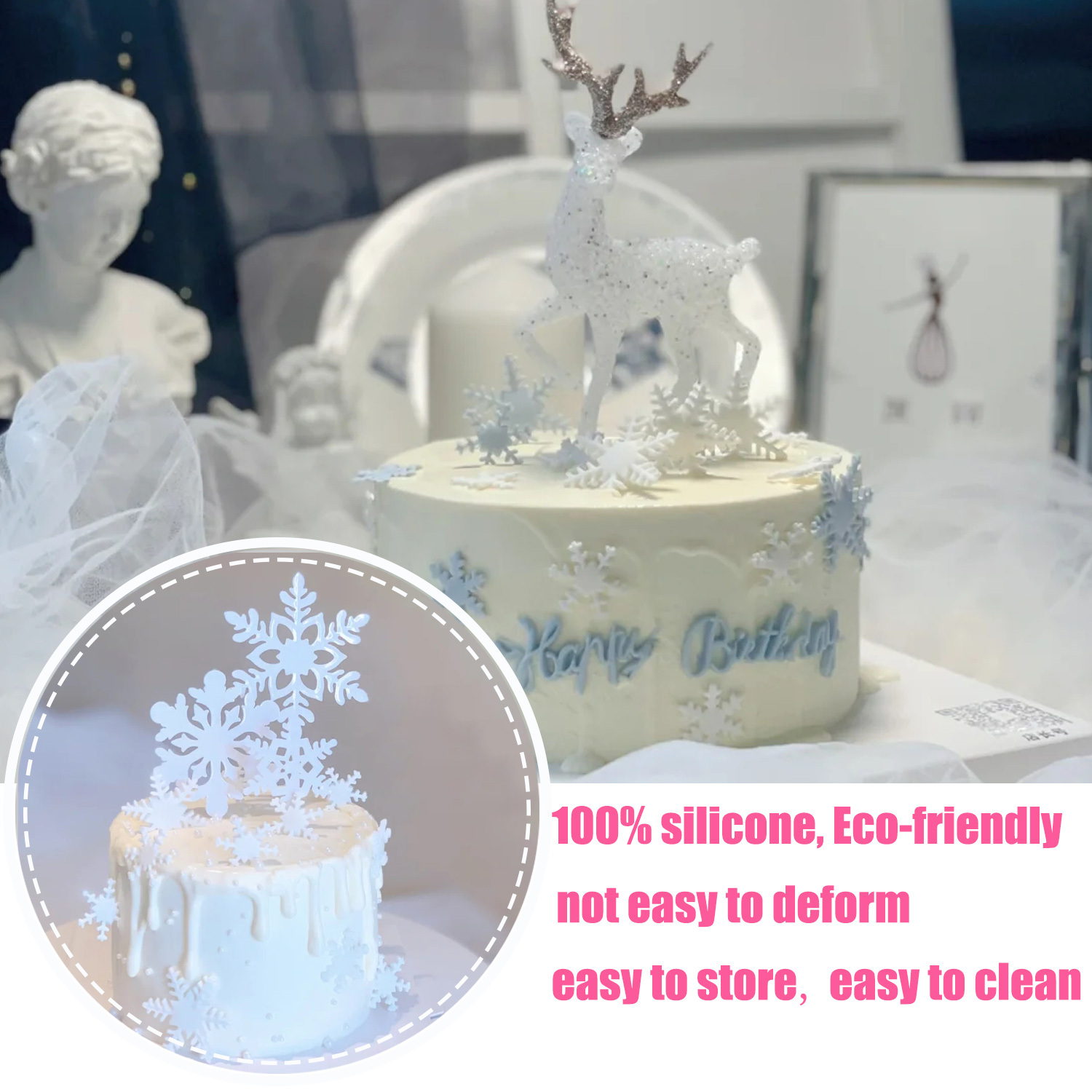 Christmas Series Silicone Mold Christmas Snowflake Cake Mold Cake  Decorating Tools Mousse Dessert Mould Cake Tools - AliExpress