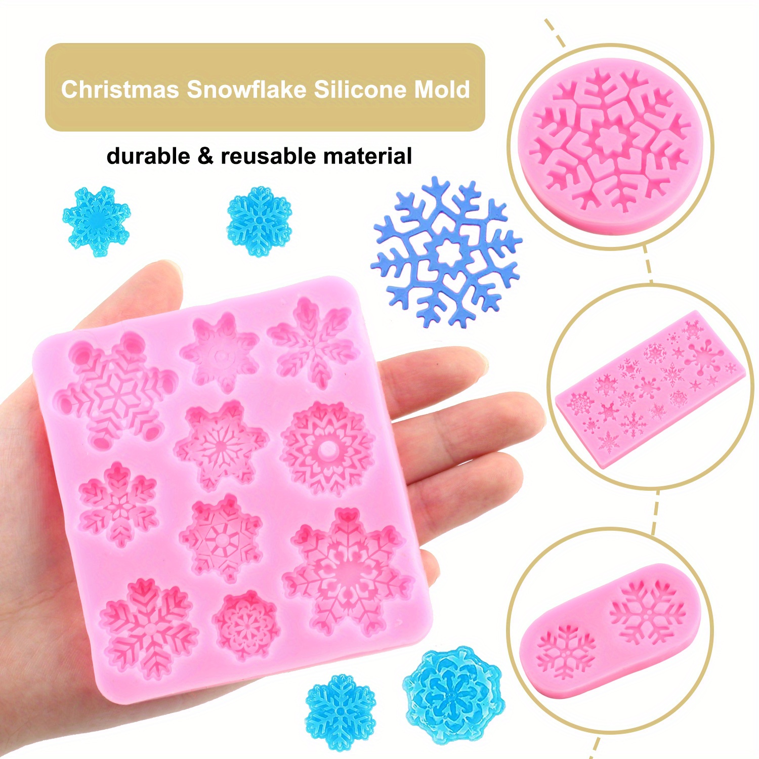 1pc, Multiple Christmas Snowflake Cake Decoration Mold Fondant Chocolate  Mousse Silicone Mold.