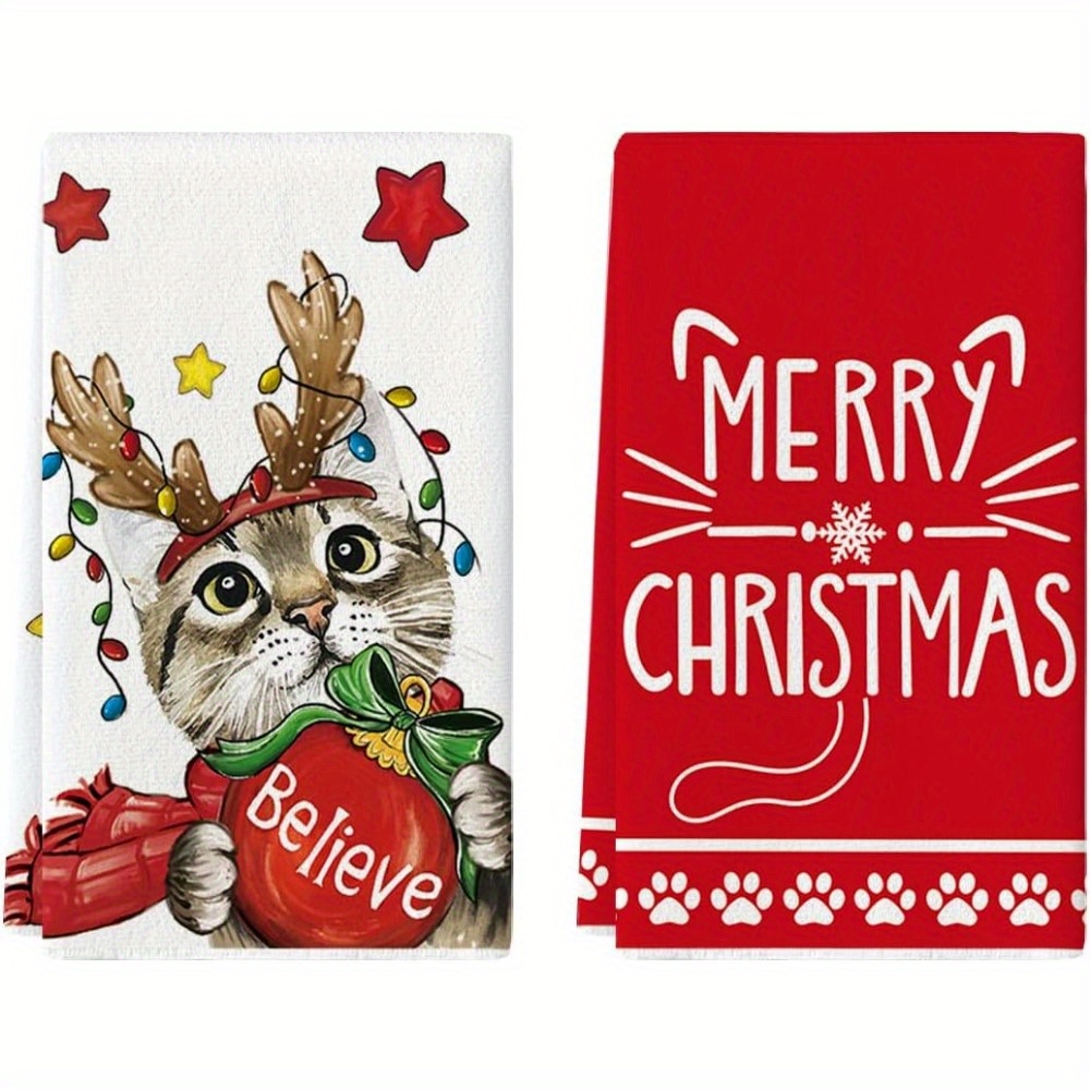 Christmas Gingerbread Hand Towels 2 PCS, Colorful Kitchen Towel