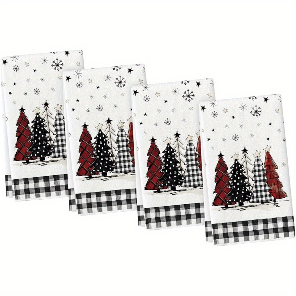 Christmas Hand Towels black And White Plaid Christmas Tree - Temu