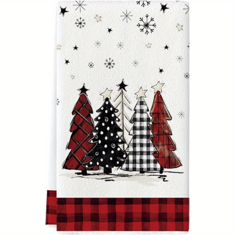 Microfiber Dishcloth, Christmas Theme Kitchen Hand Towels, Christmas Tree Buffalo  Plaid Pattern Tea Towel For Bathroom, Holiday Warm Gift Home Decor,  Christmas Decor - Temu