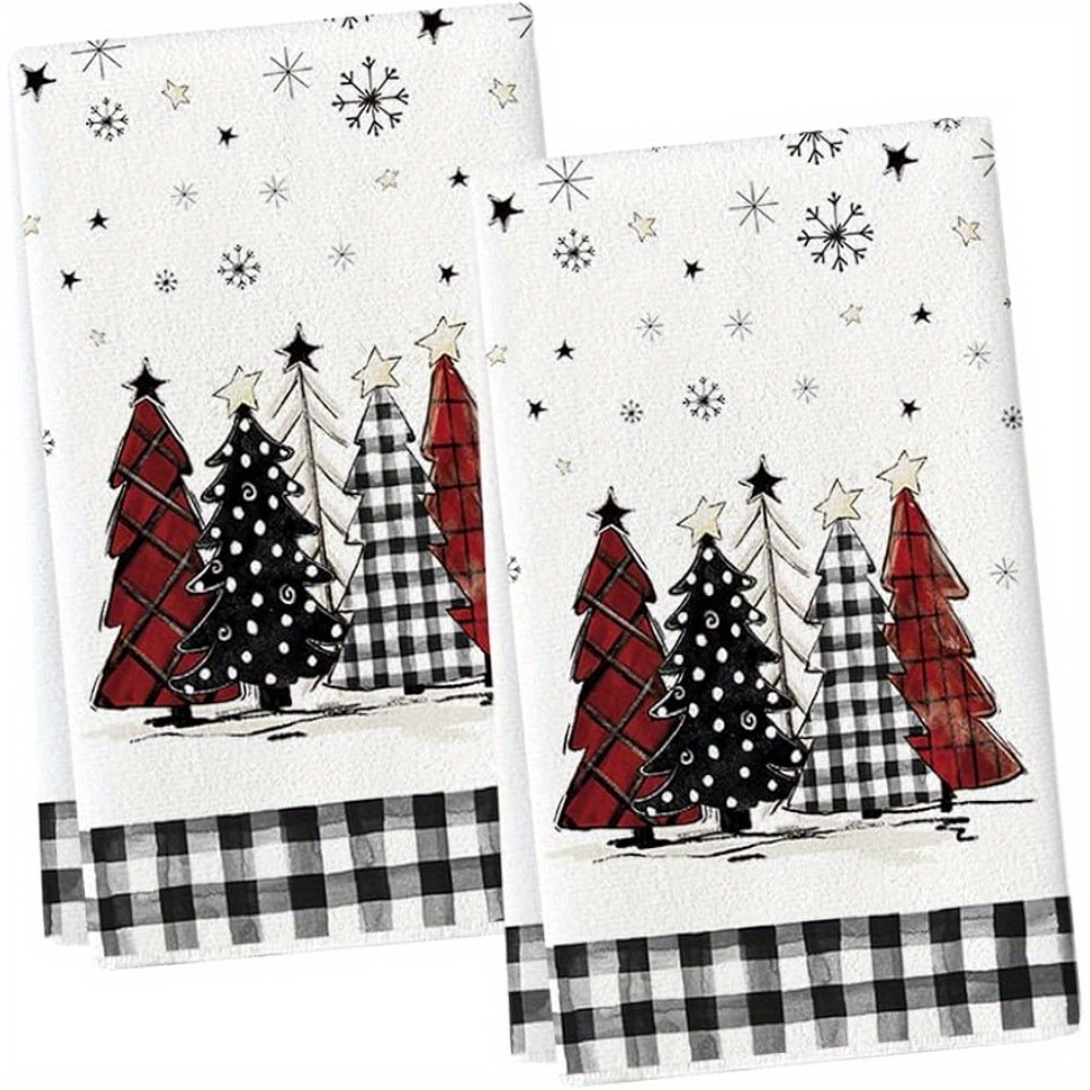 Christmas Hand Towels black And White Plaid Christmas Tree - Temu