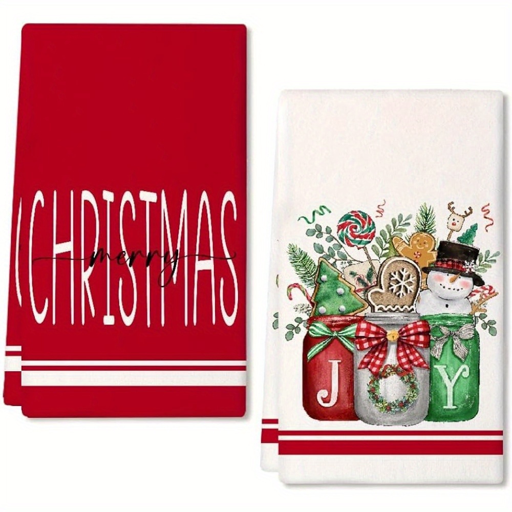 Dish Cloths Kitchen Towels, Merry Christmas Cartoon Snowman Xmas