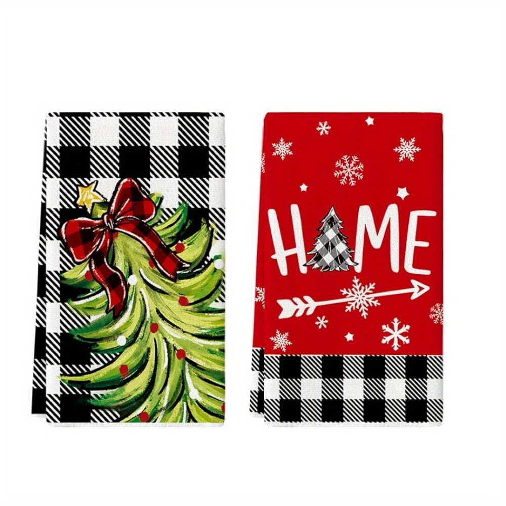 Hand Towels, Christmas Theme Kitchen Towel, Buffalo Plaid Christmas Tree  Pattern Tableware Scouring Pad, Home Kitchen Bathroom Decoration Tea Towel,  Room Decor, Christmas Decor, Kitchen Supplies - Temu