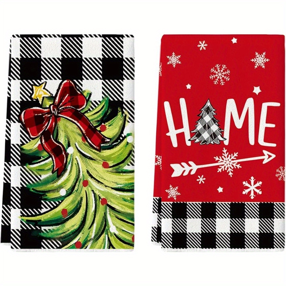 Hand Towels, Christmas Theme Kitchen Towel, Buffalo Plaid Christmas Tree  Pattern Tableware Scouring Pad, Home Kitchen Bathroom Decoration Tea Towel,  Room Decor, Christmas Decor, Kitchen Supplies - Temu