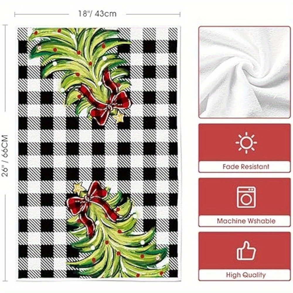 Hand Towels, Christmas Theme Kitchen Towel, Buffalo Plaid Christmas Tree  Pattern Tableware Scouring Pad, Home Kitchen Bathroom Decoration Tea Towel,  Room Decor, Christmas Decor, Kitchen Supplies - Temu