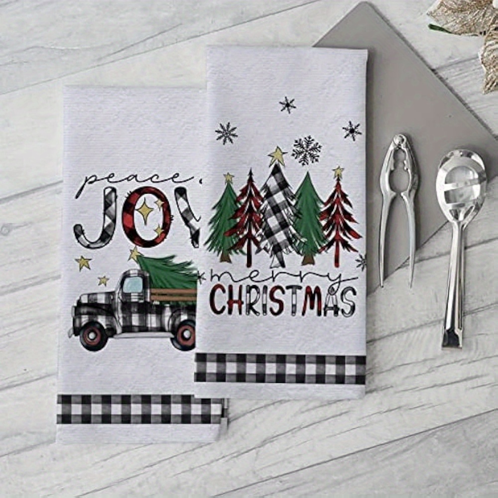 Christmas Hand Towels Truck Christmas Tree Kitchen - Temu