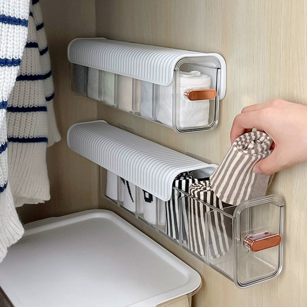 Wall-mounted Socks Organizer Detachable Compartment Underclothes Divider  Organizer Punch Free Space-saving for Garderobe Storage - AliExpress