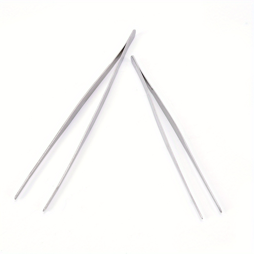 Stainless Steel Toothed Tweezer Long Barbecue Food Tong Straight