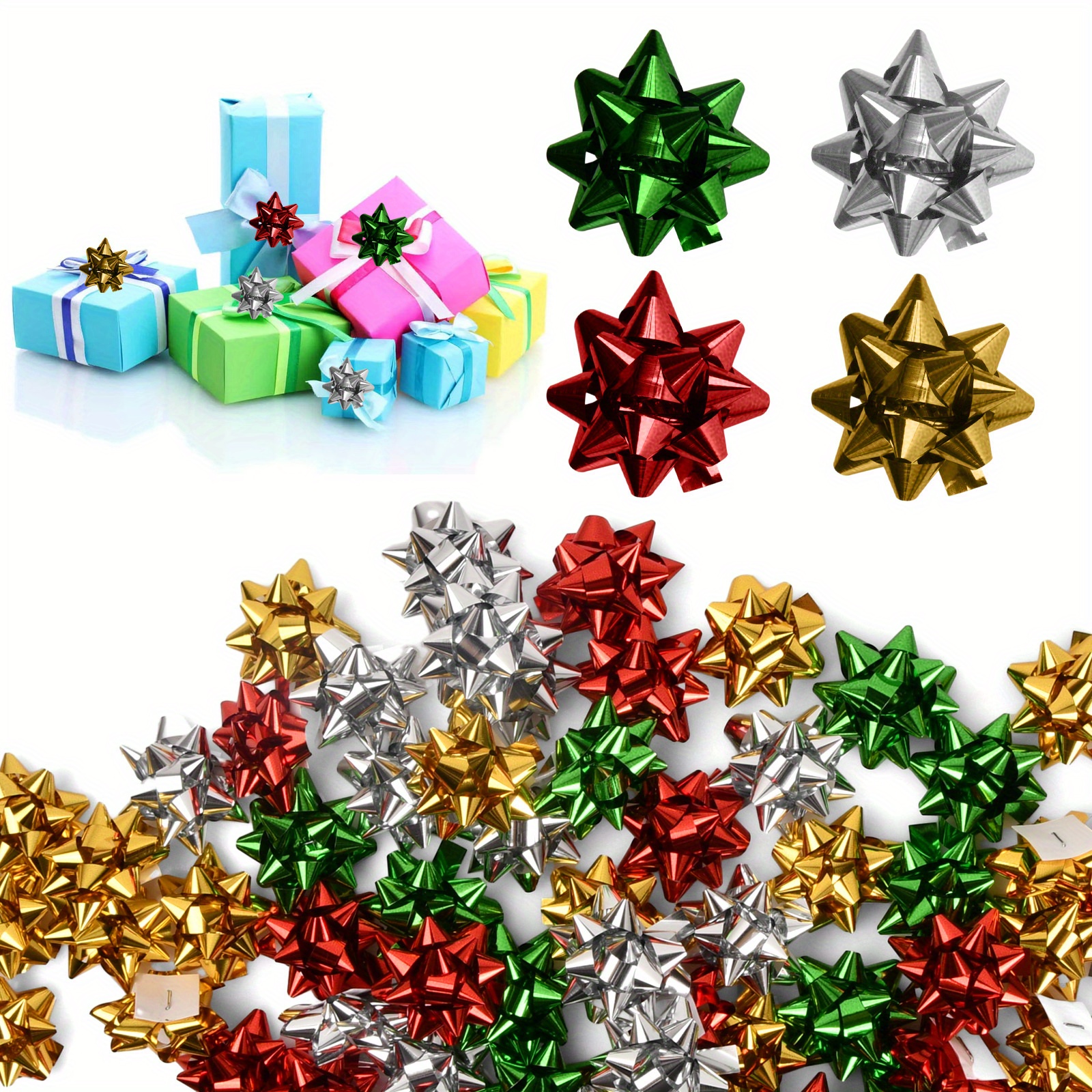 Mini Christmas Bows Metallic Star Mini Gift Bow Mini - Temu