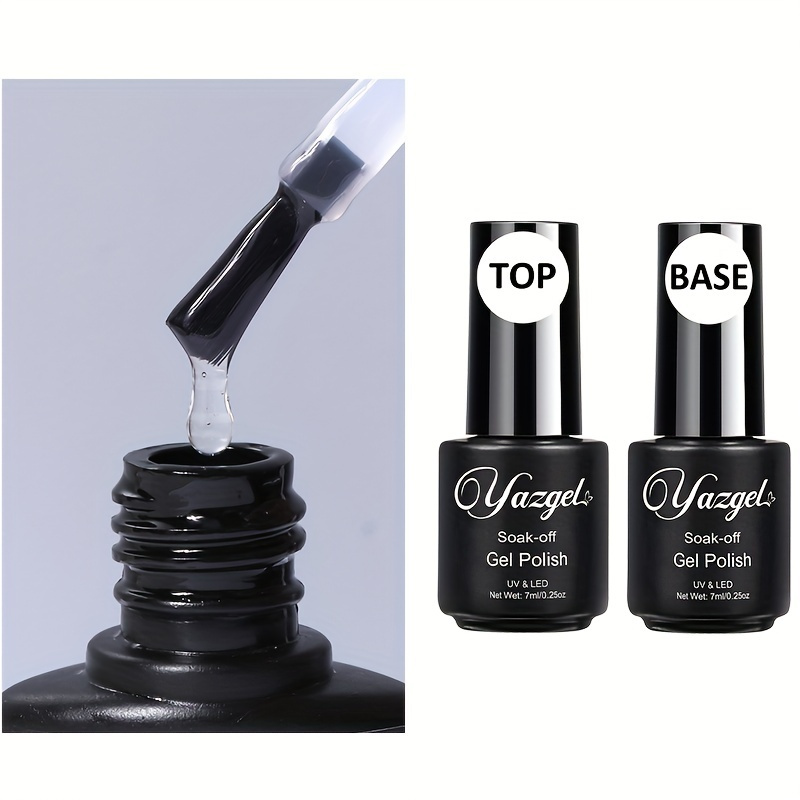 Yazgel Base Top Coat Gel Polish Set Soak Off Transparent Gel - Temu