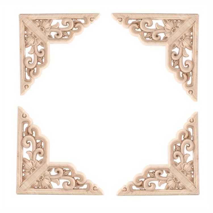 4 Pezzi Di Applique In Legno Retrò Decorazioni Per La Casa In Stile Europeo  Adesivi In ​​legno Massello Intaglio Del Legno Embrione Bianco Fiori