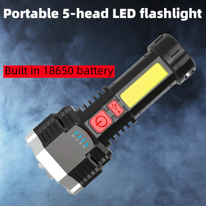 2023 Sale Five-Nuclear Explosion LED Flashlight Waterproof Super