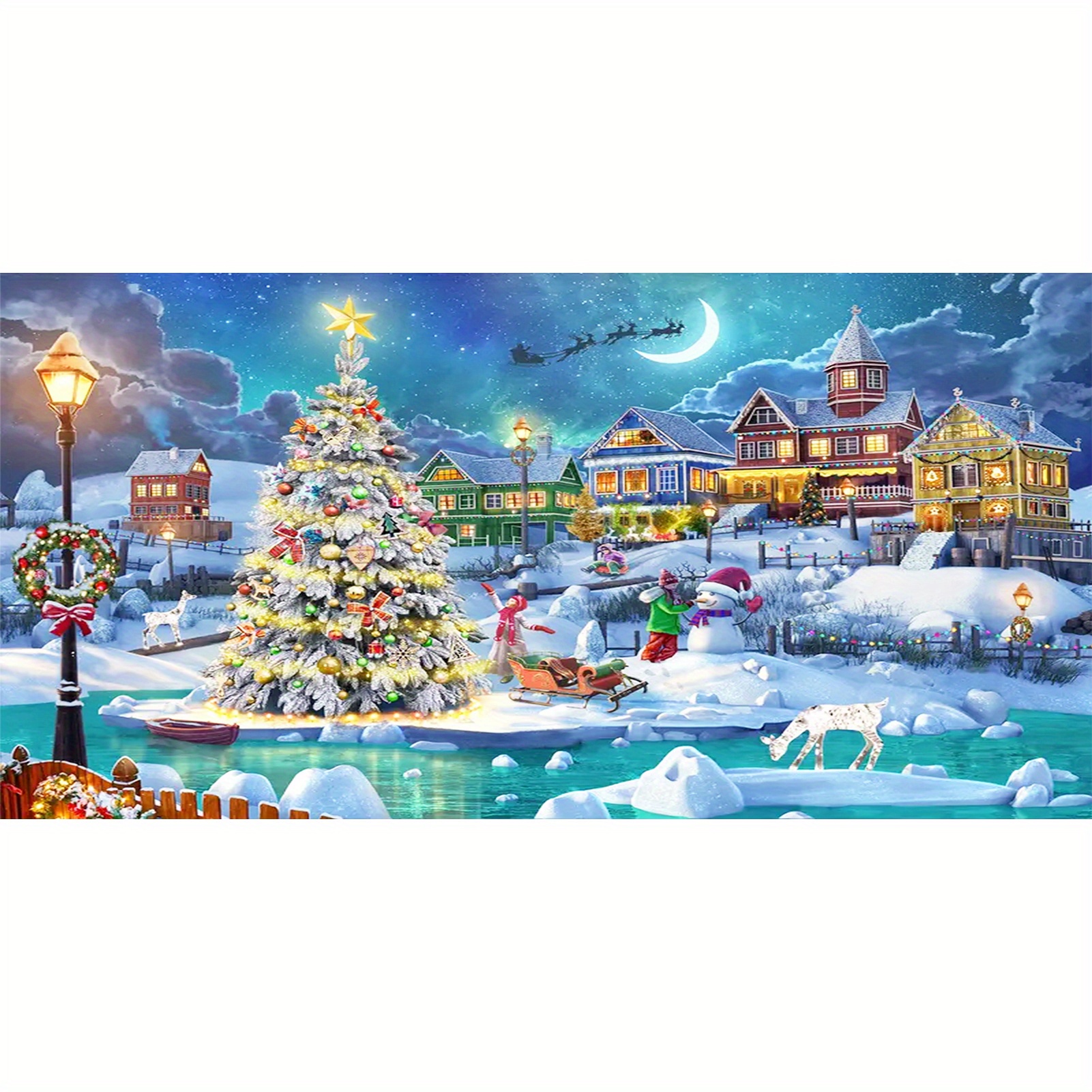 Christmas Paint by Numbers for Adults,Red Truck Paint by Numbers Kit for  Adults Beginner,Large Size Christmas Tree Oil Painting Acrylic Paints