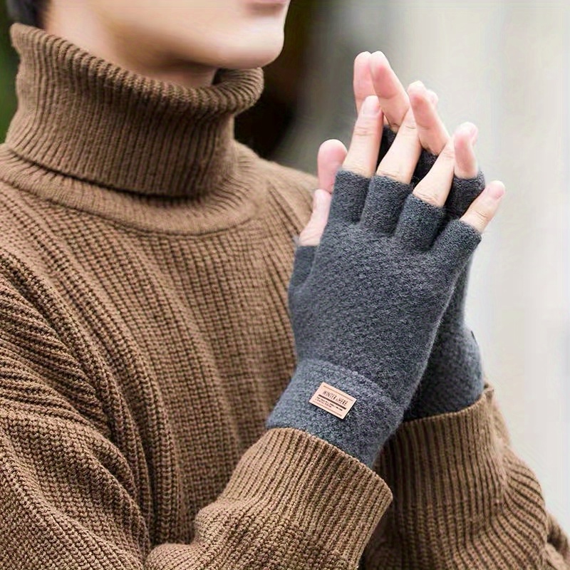 Fingerless Wool Gloves Men