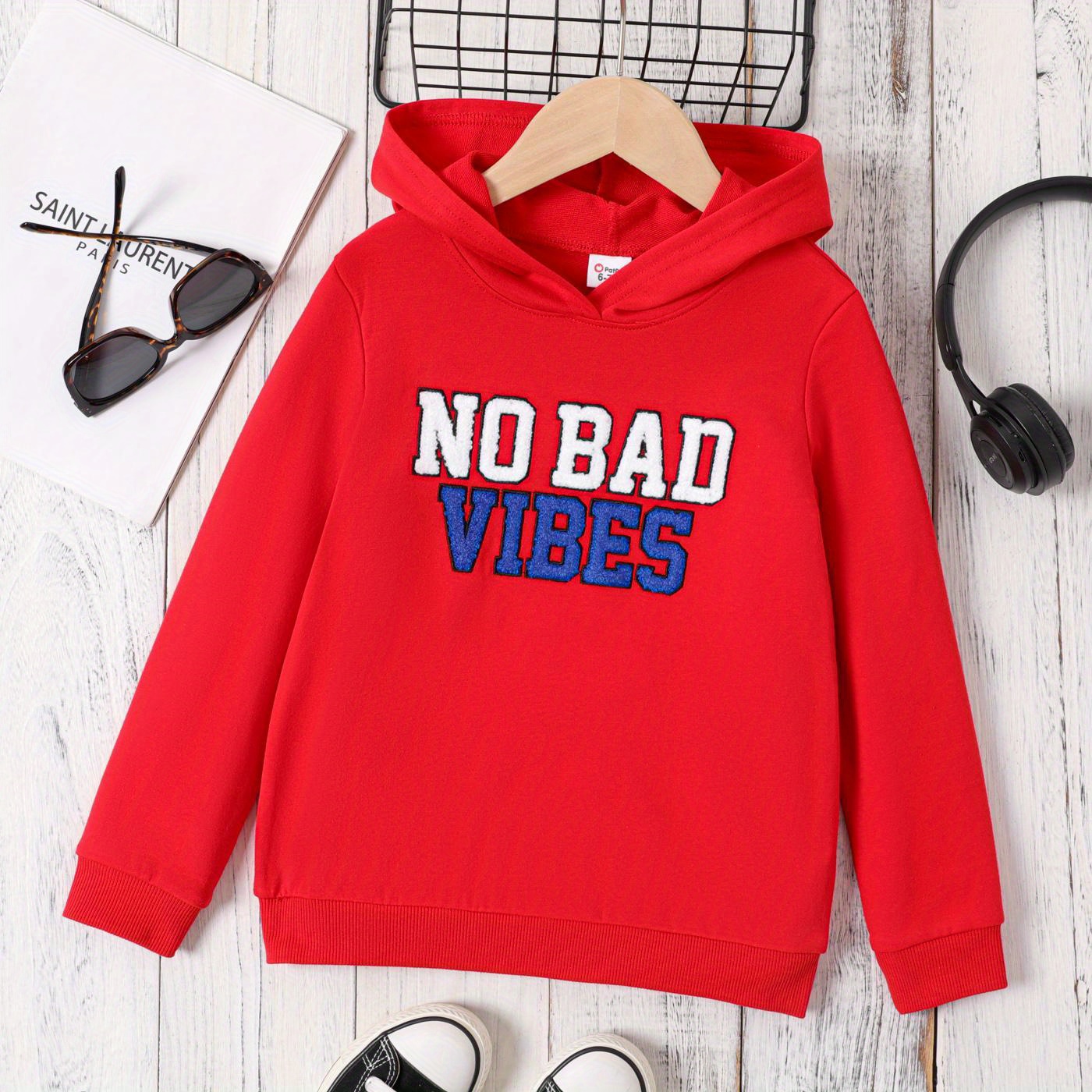 Kid Boy Sudaderas Con Capucha De Manga Larga Con Bordado De Letras