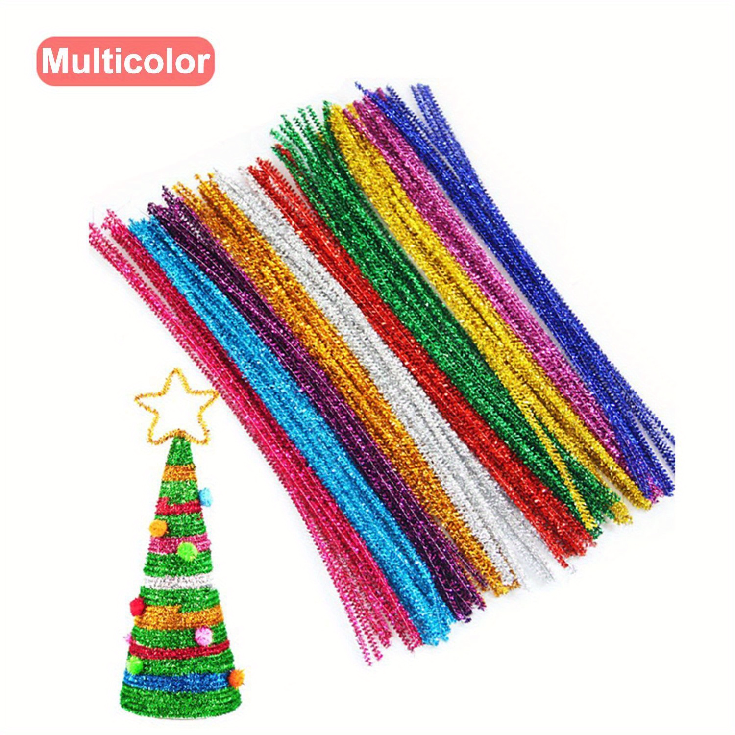 50/100Pcs 30cm Glitter Chenille Stems Pipe Cleaners Plush Tinsel