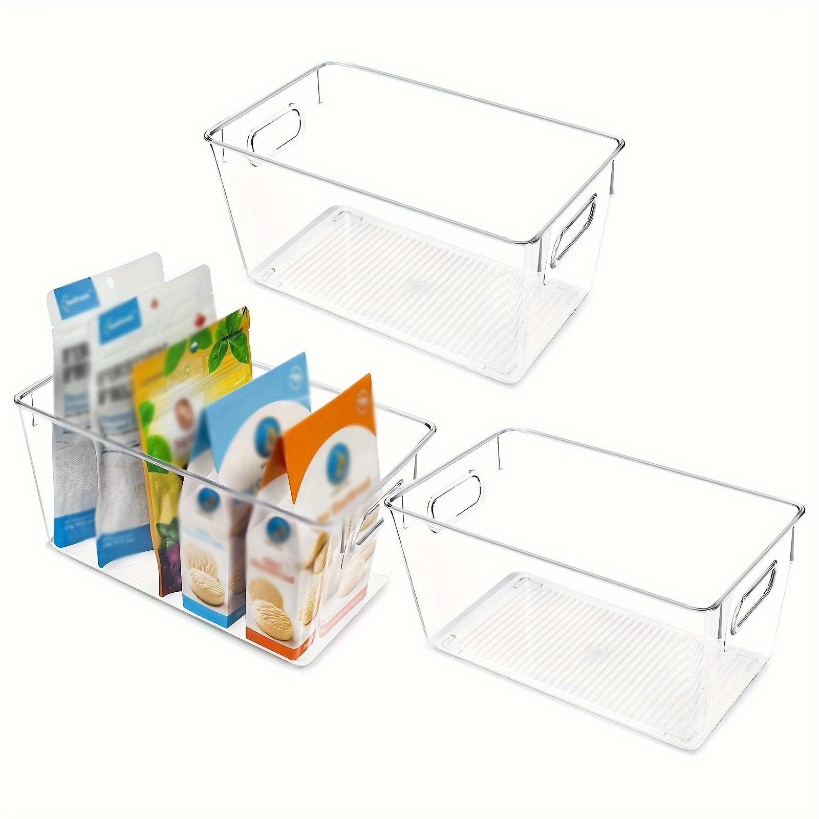 Plastic Storage Bins, Small Pantry Organizer Bins with Handles for