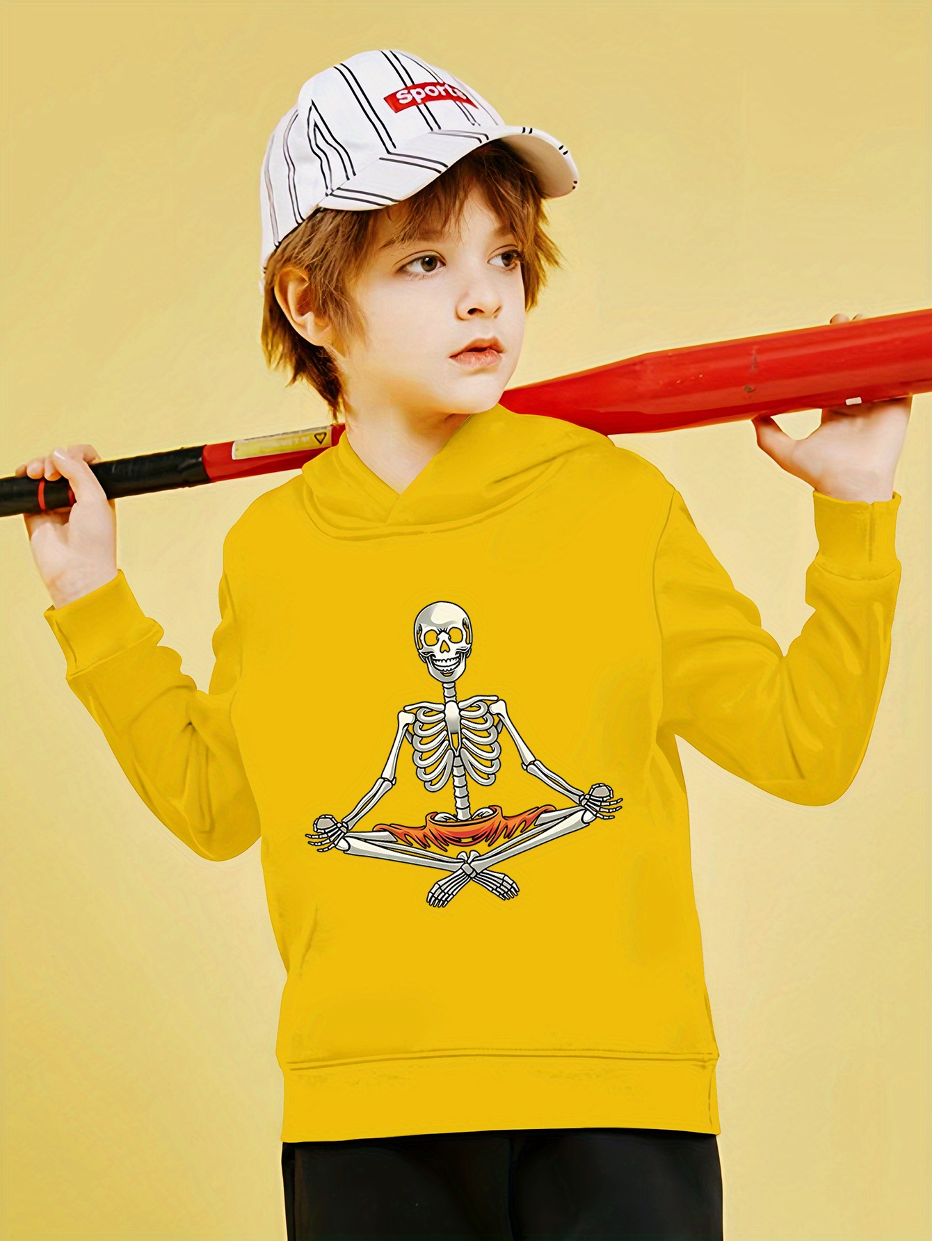 Trendy Skeleton Print Cute cozy Hoodie Kids Boys Keep Warm - Temu