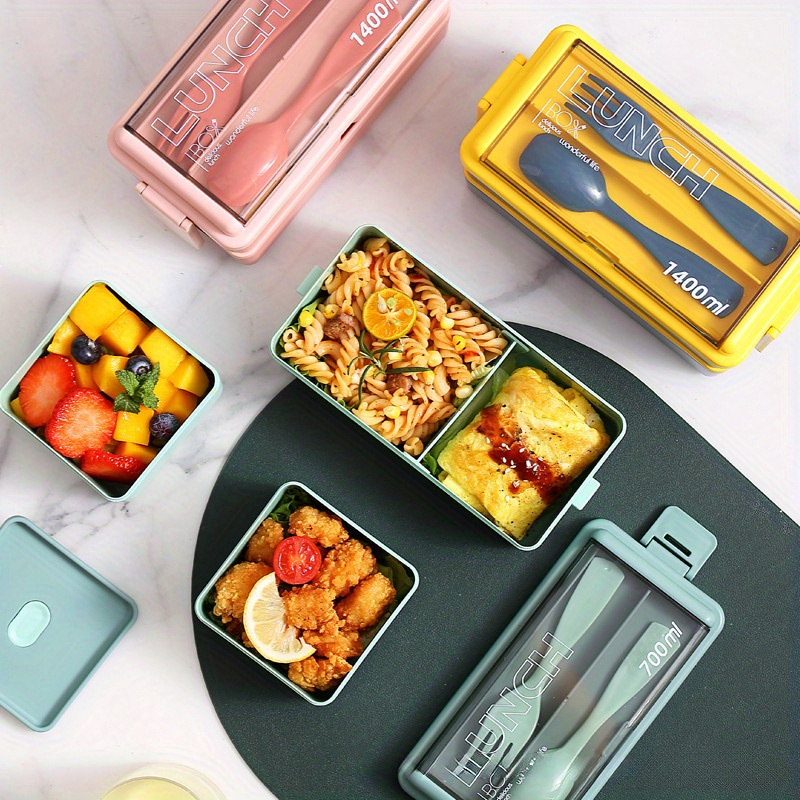 1400ml Bento Box 2 Layer Lunch Box Containers Leak-proof Stackable  Microwavable