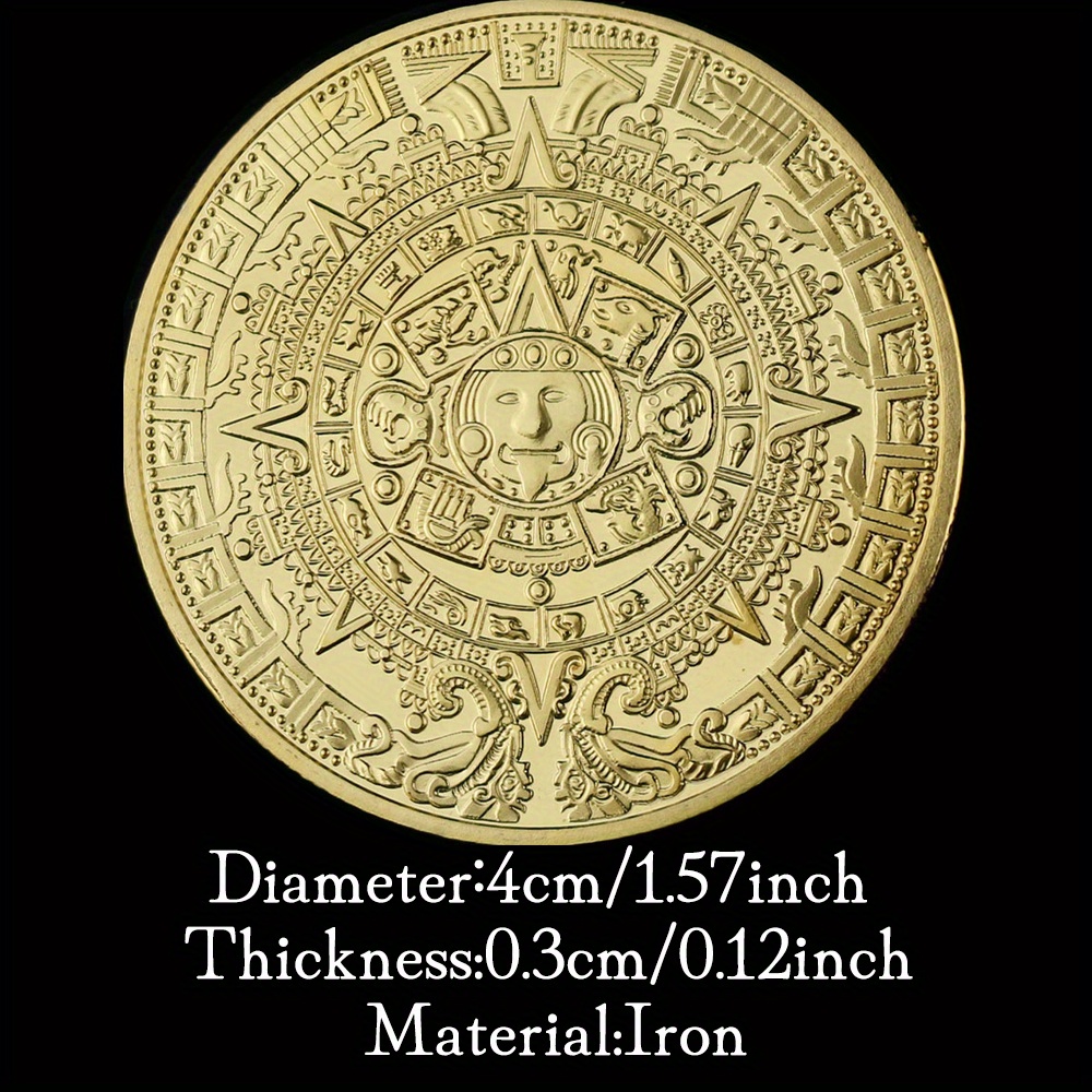 Set Of Gold Coins With Mayan Or Aztec Tribal Animals And Idols. Ui