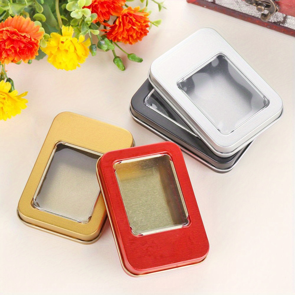 Rectangular Small Tin Containers Embossed Lid for Packaging - Tin Can  Packing Box