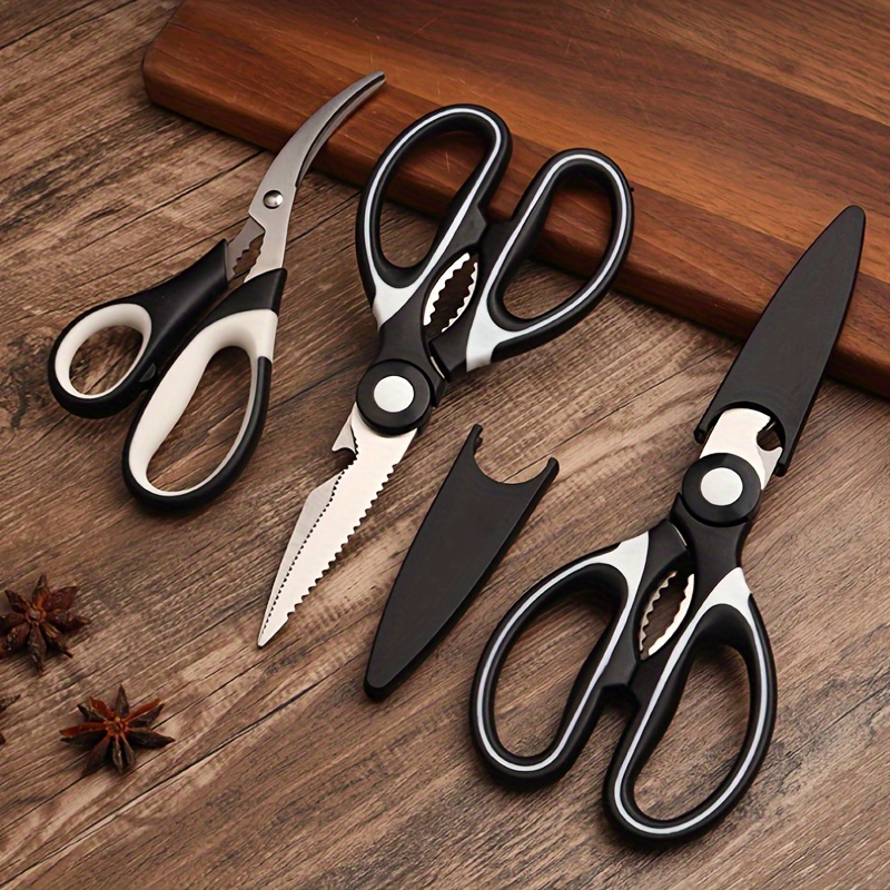 1pc Multifunctional Kitchen Stainless Steel Strong Shears, Simple Two Tone Meat  Scissor For Kitchen