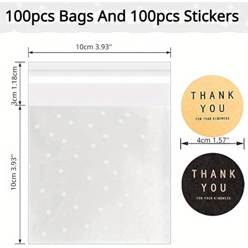 100pcs/set Ziplock Bag With Thank You, Birthday Wedding Holiday