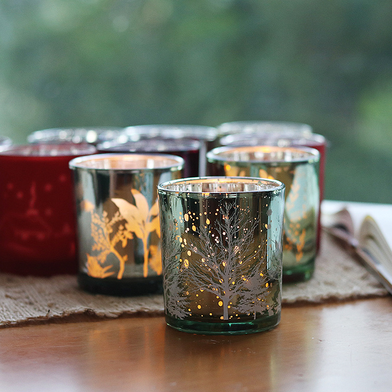Scented Candle Cups Christmas Electroplated Glass Candle - Temu