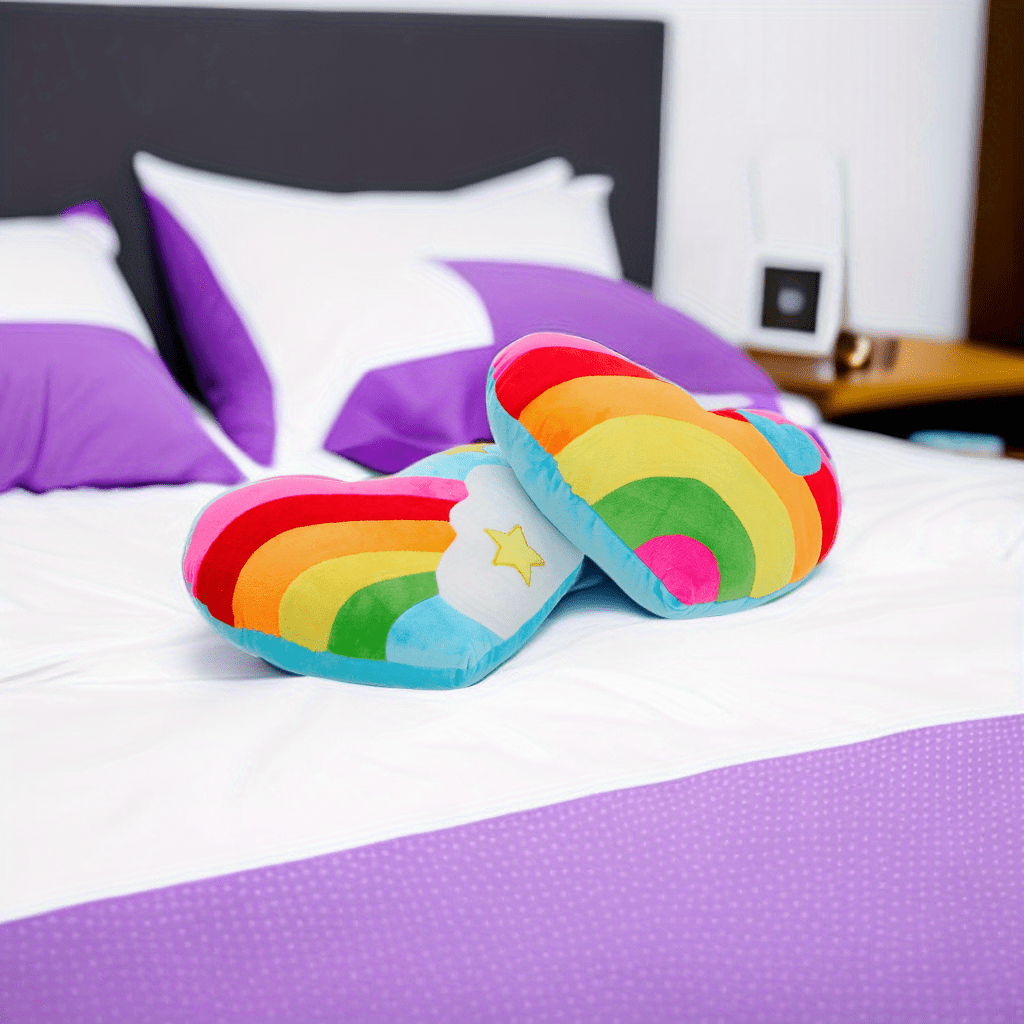 1pc Plush Heart Pillow Candy Heart Pillow Soft Rainbow Pillow Heart Cushion  Stuffed Animals For Kids Couch Pads For Sofa Plush Conversation Soft Pillo
