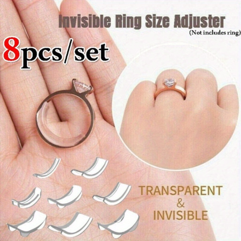 Ring Adjuster for Loose Rings - 12 Pack, 2 Sizes - Ring Size Reducer,  Guard, Holder - Spiral Silicone Sizer Tightener Set with Polishing Cloth - Ring  Snuggies, Clips 