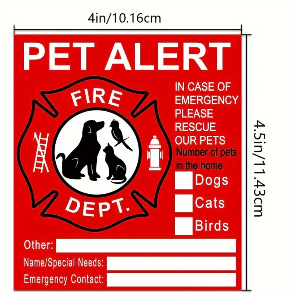 5pcs Pegatinas Seguridad Alarma Mascotas Rescate Incendios: - Temu