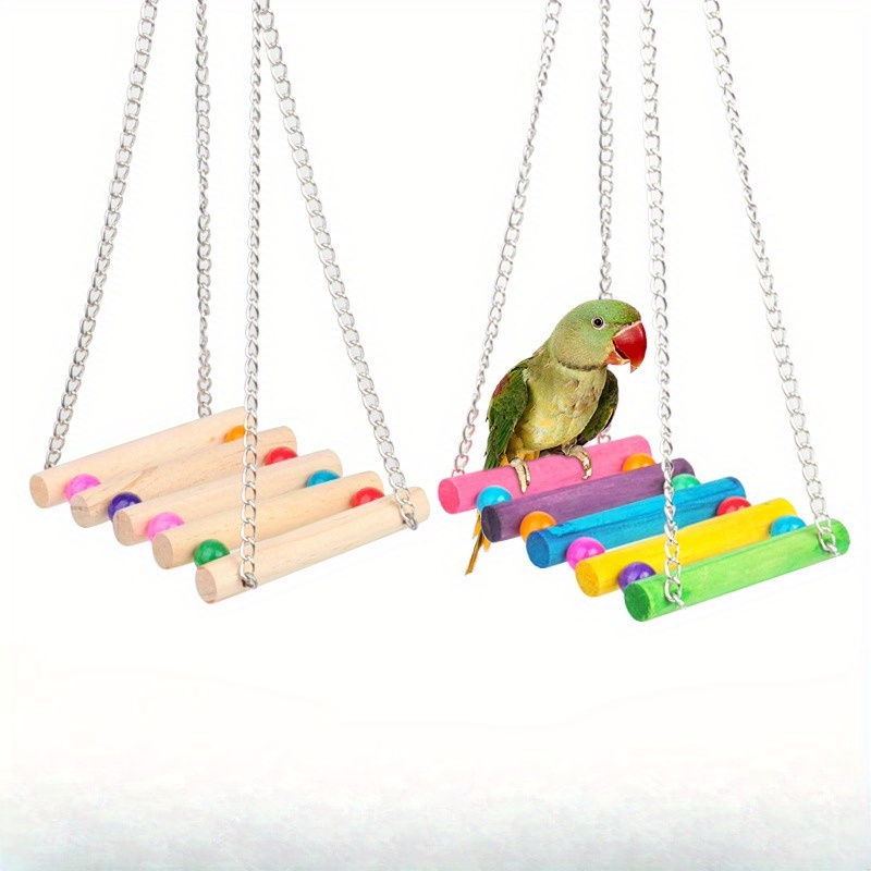 Green Bird Rope Parrot Perch Swing Bird Cage Station Pole - Temu