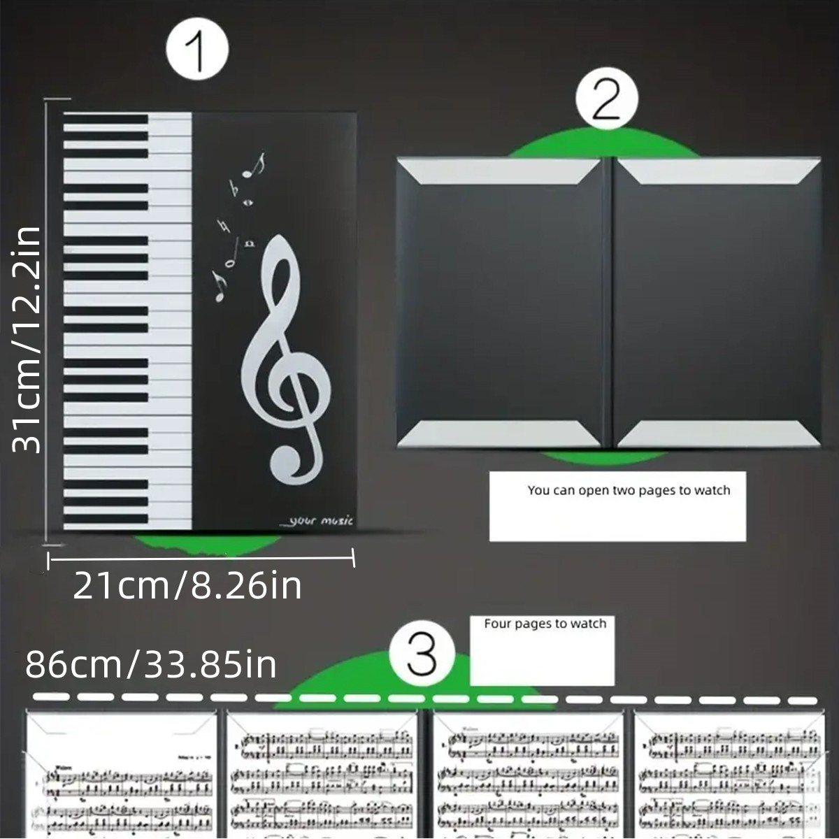 1pc Étanche 6 Pages Performance Piano Partition Pince A4 Trois Fois Six  Pages Étendu Piano Replay Dossier Partition Dossier