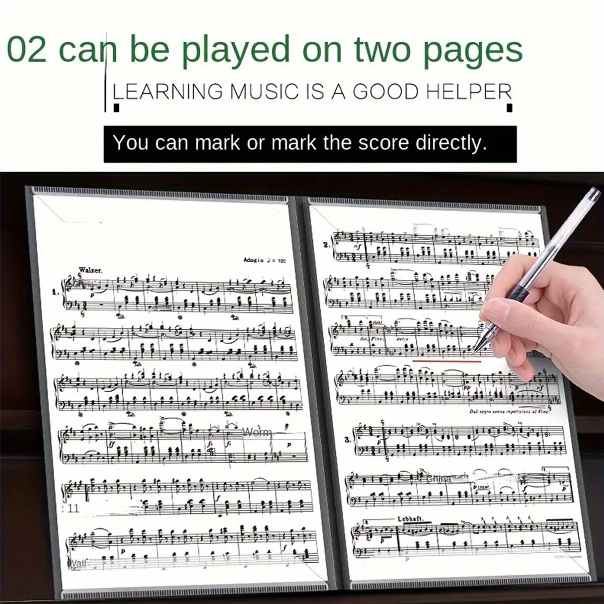 1pc Étanche 6 Pages Performance Piano Partition Pince A4 Trois Fois Six  Pages Étendu Piano Replay Dossier Partition Dossier