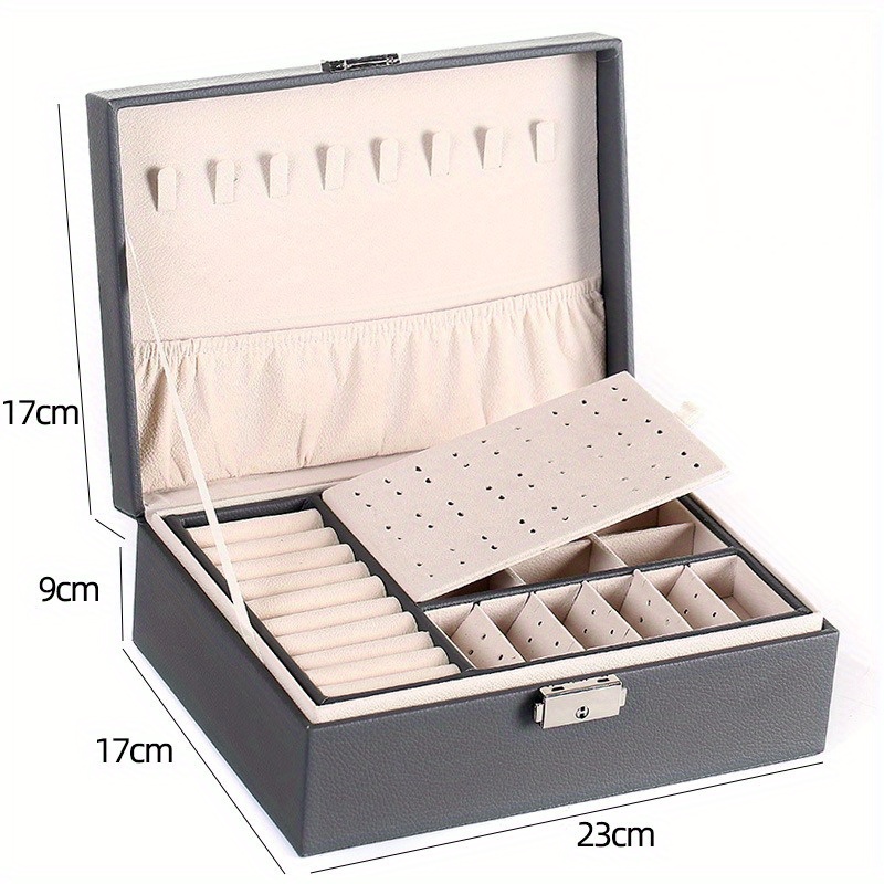 Double-Layer Leather Jewelry Storage Box