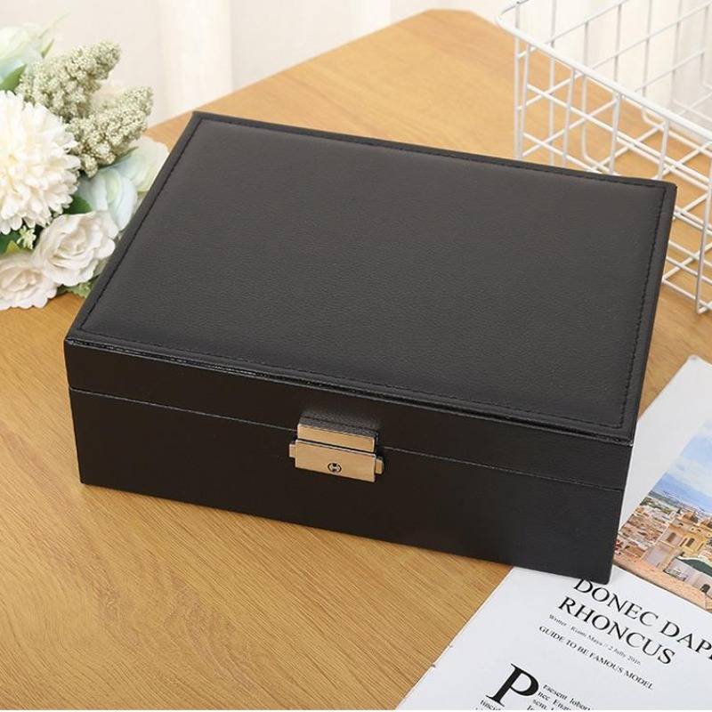 Double-Layer Leather Jewelry Storage Box