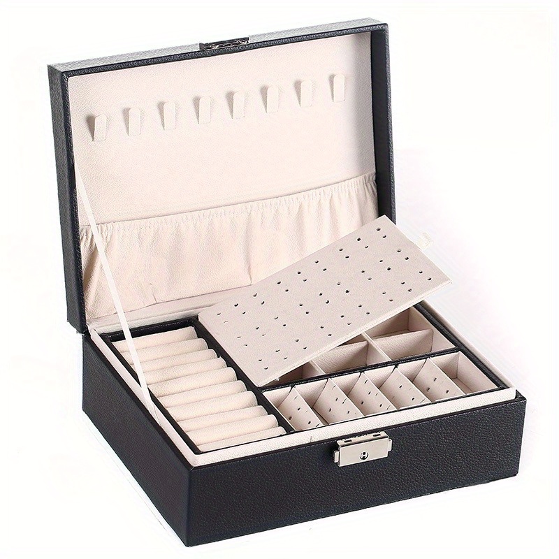 Double-Layer Leather Jewelry Storage Box