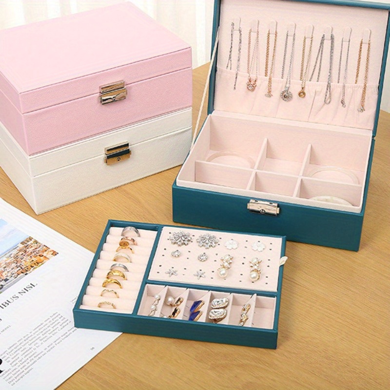 Double-Layer Leather Jewelry Storage Box