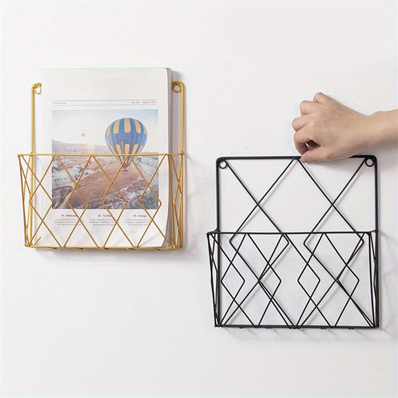 Metal Wall Storage Rack Wall Mounted Shelf Magazines - Temu