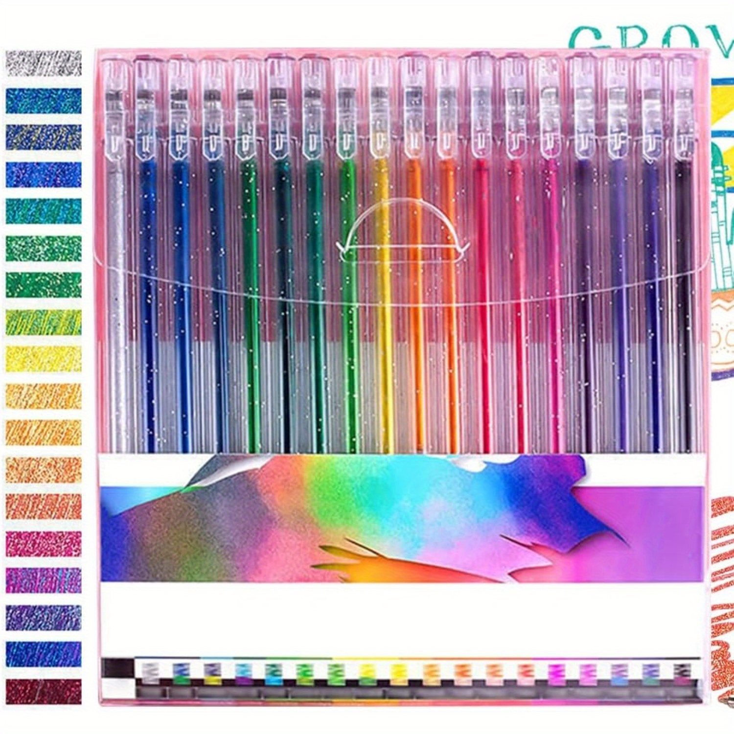 Glitter Gel Pen Set, 2023 Upgraded Glitter Gel Pens For Adult Coloring Books  No Fading, Multi Pack Colored Gel Markers Colorful Gel Pens With Case, Back  To School, School Supplies, Kawaii Stationery