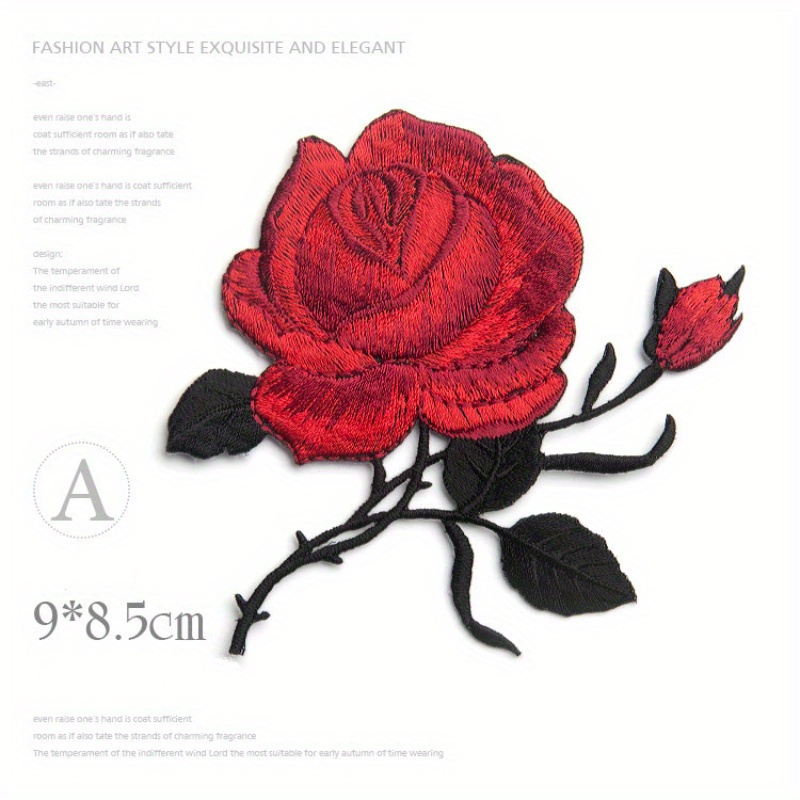 1 Pair DIY Rose Flower Embroidered Patches Sew On Patch Applique For Jeans  Pants