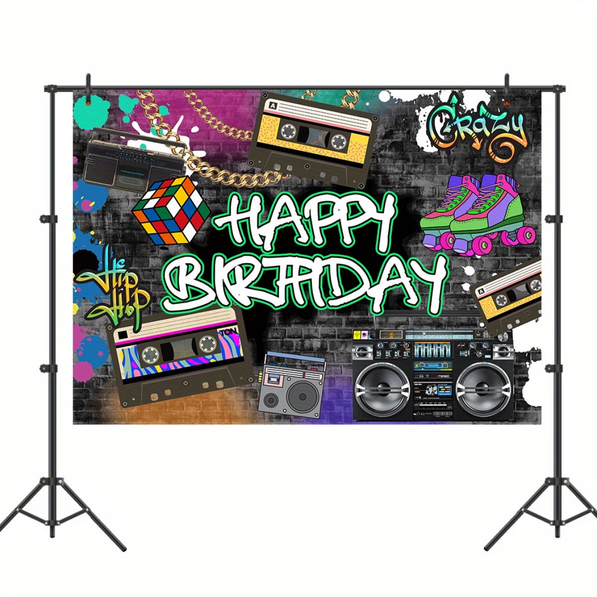 Back to the 80s 90s Backdrop Banner Vinyl Party Supplies 5x3Ft