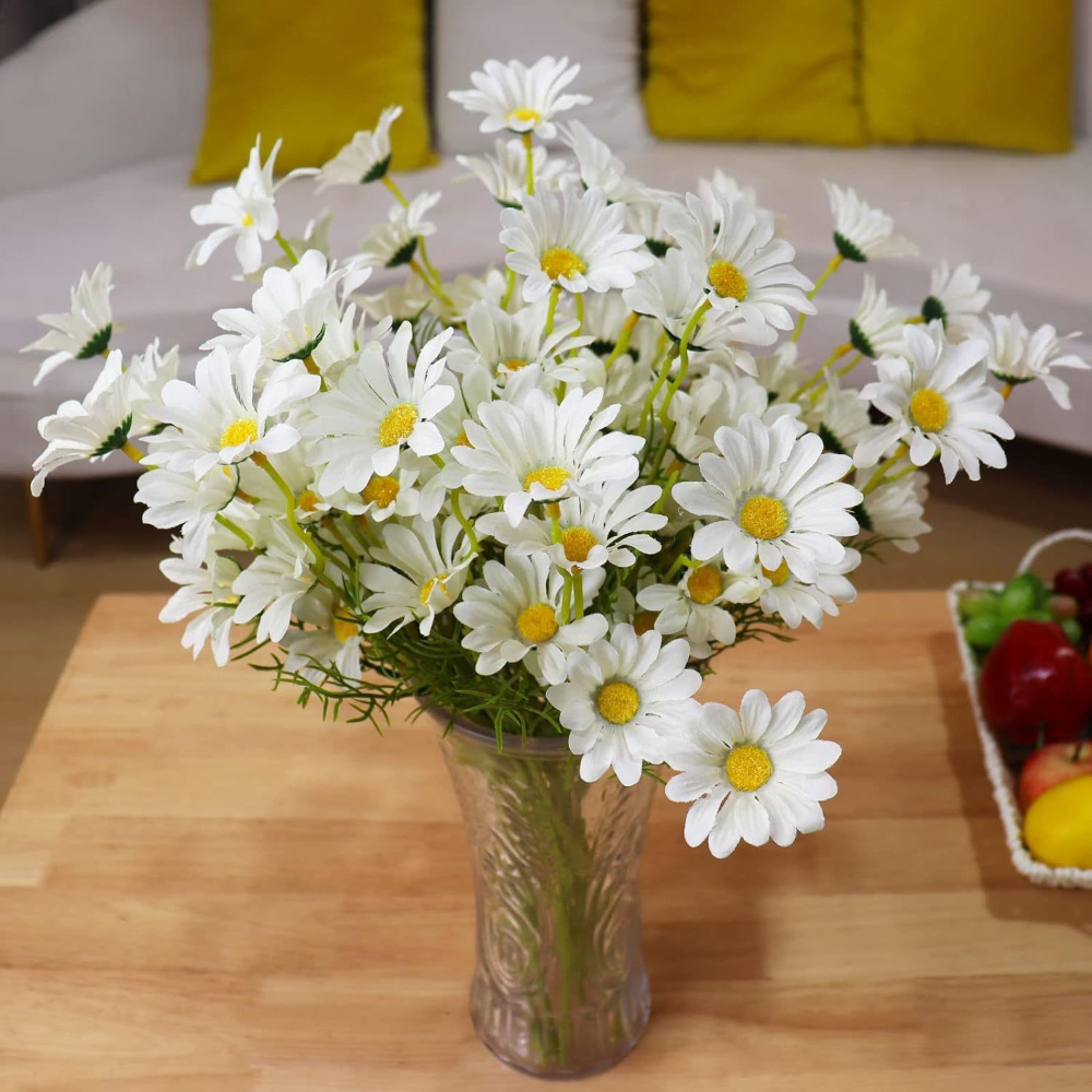10 Pcs Artificial Flowers,silk Cloth Faux Fake Daisy Wildflowers