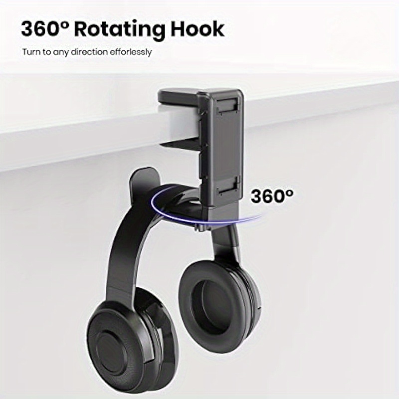 Headset Hook Holder Headphone Hanger, Universal PC Gaming Headset Hanger Mount  Earphone Stand Under-Desk Earbuds Hook Organizer for Headphone with Strong  Adhesive Tape-Black 