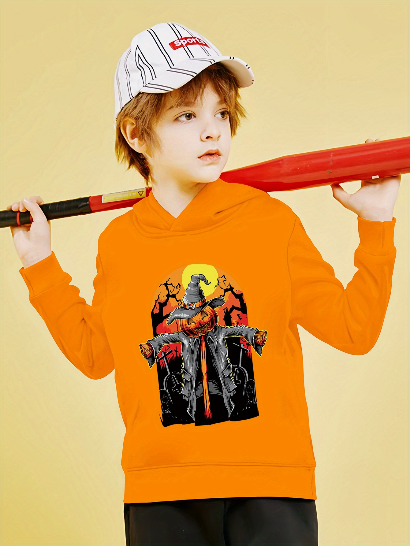 Hanes Youth 8/10 Halloween. Scarecrow Pumpkin Sweatshirt..Q42