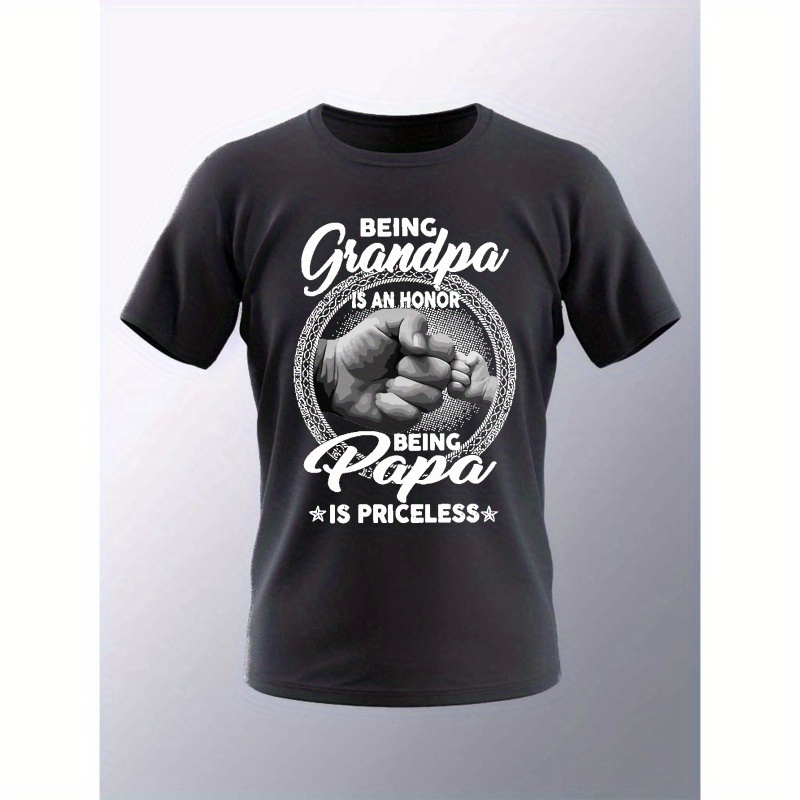 

Being Papa Print T Shirt, Tees For Men, Casual Short Sleeve T-shirt For Summer