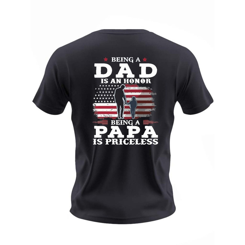 

Father's Day Dad Print Men's Creative Graphic Top, Casual Short Sleeve Crew Neck T-shirt, Men's Clothing For Summer Outdoor